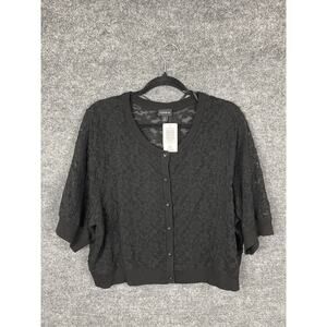Torrid Lace Cropped Shrug Button Front Sweater Deep Black 3X 22-24